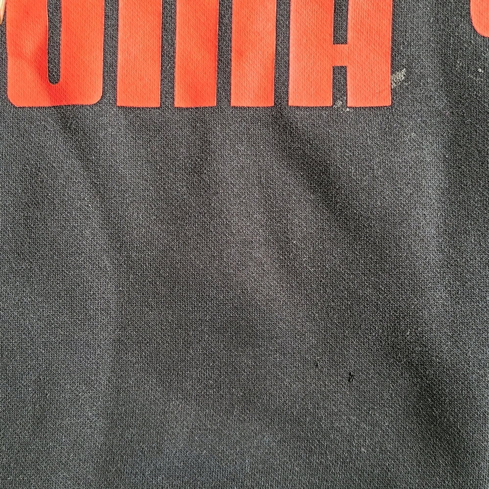 Puma Large Black Red Logo long sleeve hooded sweatshirt front pocket work - Picture 4 of 6